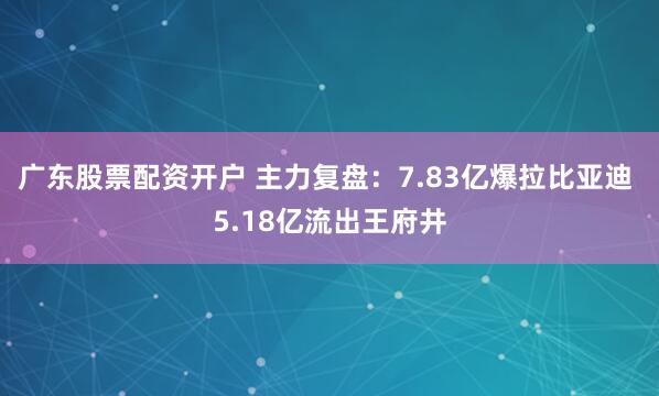 广东股票配资开户 主力复盘：7.83亿爆拉比亚迪 5.18亿流出王府井